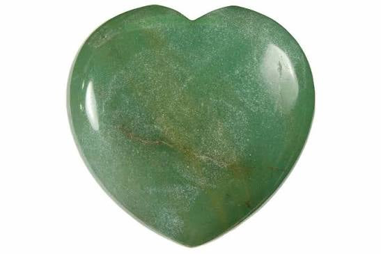 Green Aventurine peace heart stone close-up detail