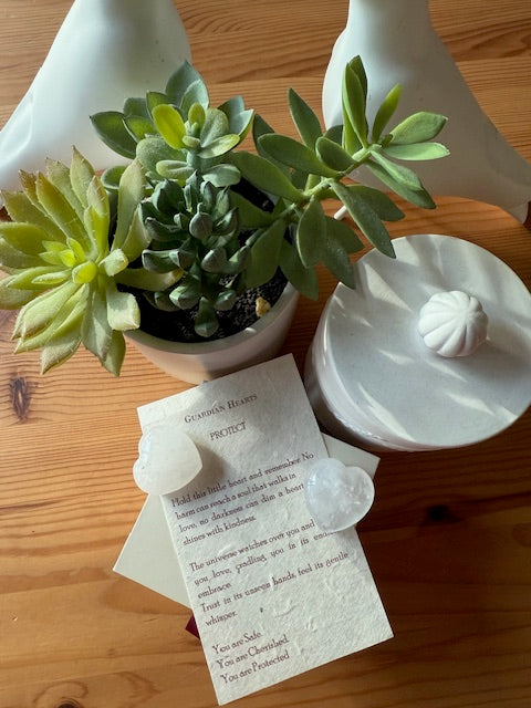 Clear Quartz protection heart in luxury gift box with silk lining